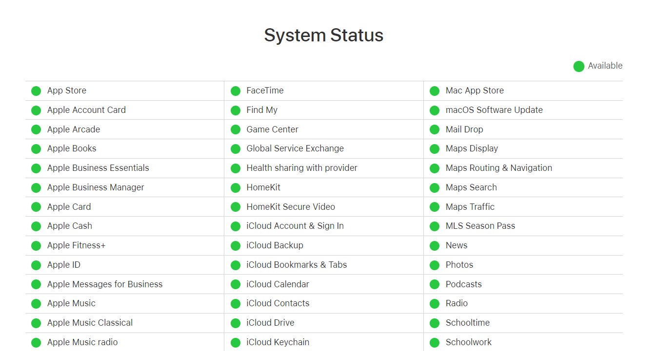 Überprüfe den Apple-Serverstatus