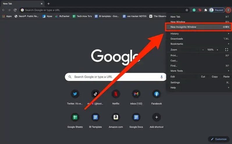 Verwenden Sie den Inkognito-Modus von Chrome - Ticketmaster-Fehlercode 0011