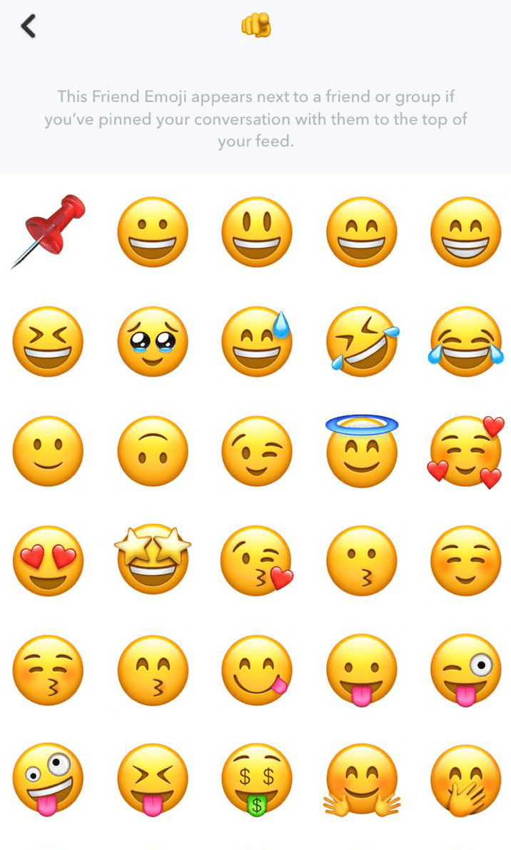 Sie können jetzt das Emoji auswählen, das Sie anstelle des Anheft-Emojis verwenden möchten.