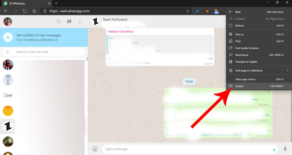 Dunkelmodus auf WhatsApp Web