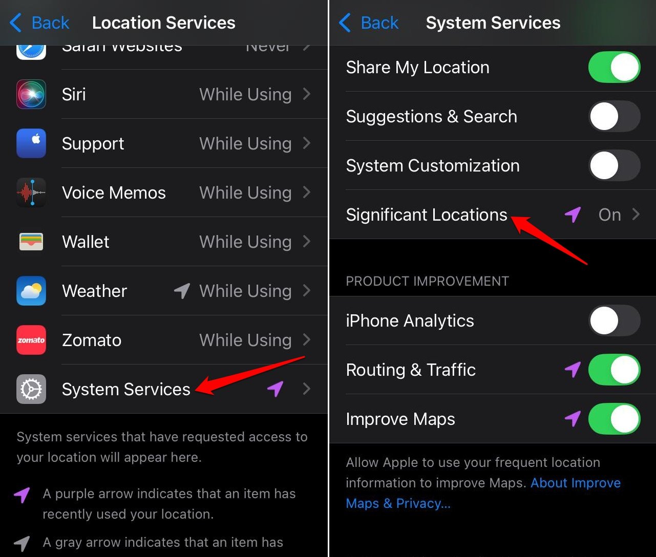 comment accéder aux lieux significatifs dans l'iPhone