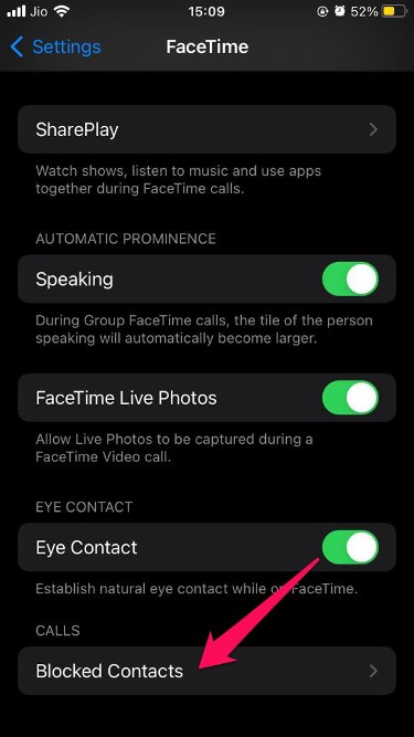 contactos bloqueados facetime