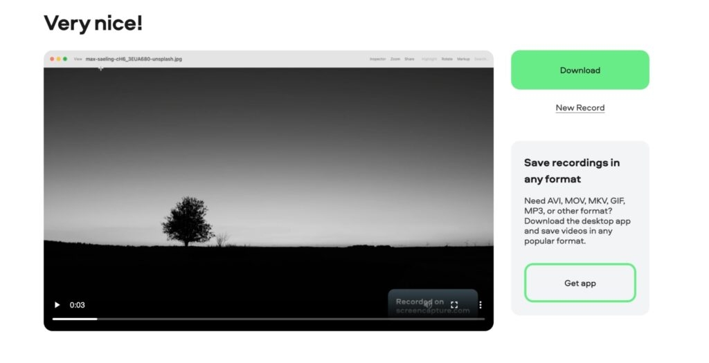 Enregistrement d'écran en ligne sur Mac