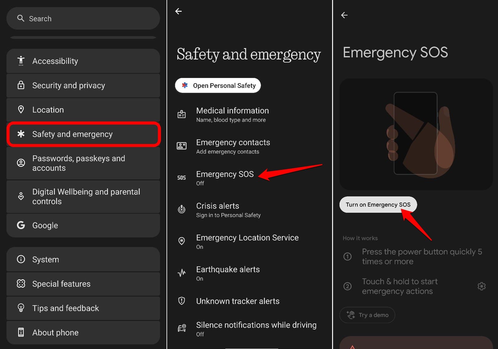 wie man Notfall-SOS auf Android aktiviert