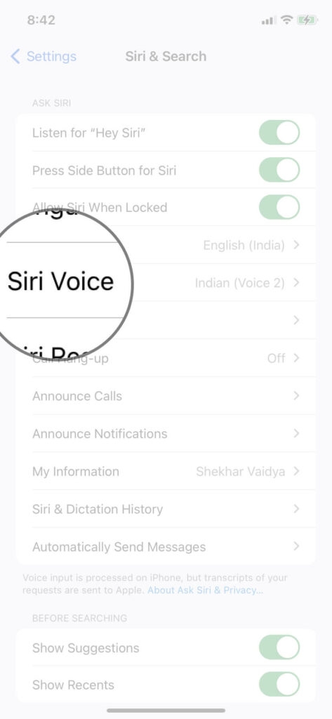 Mudar Voz da Siri