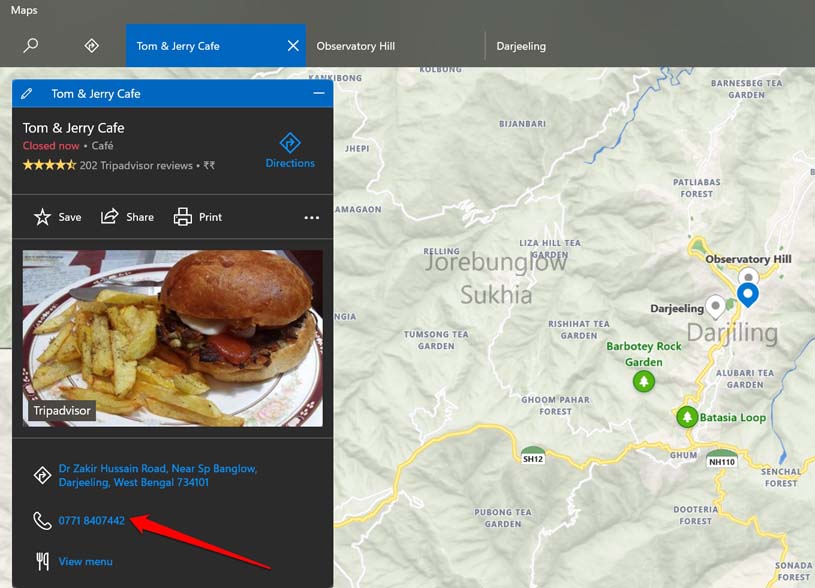 obtener detalles de ubicación de mapas sin conexión