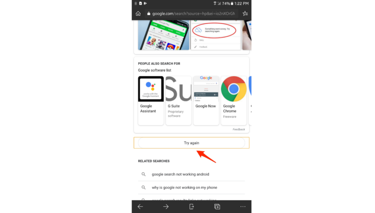 Google検索のもっと見る結果エラー再試行