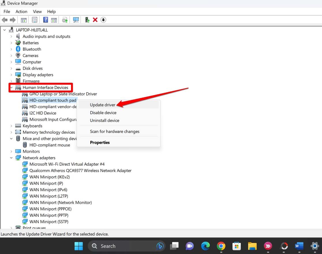 aggiorna driver del touchpad Windows 11