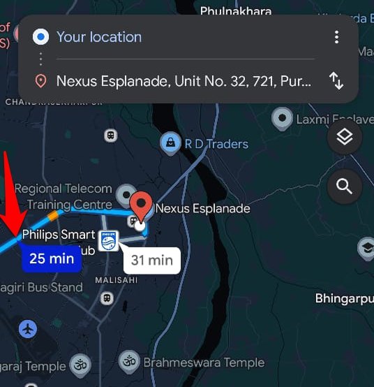 designación de ruta en Google Maps
