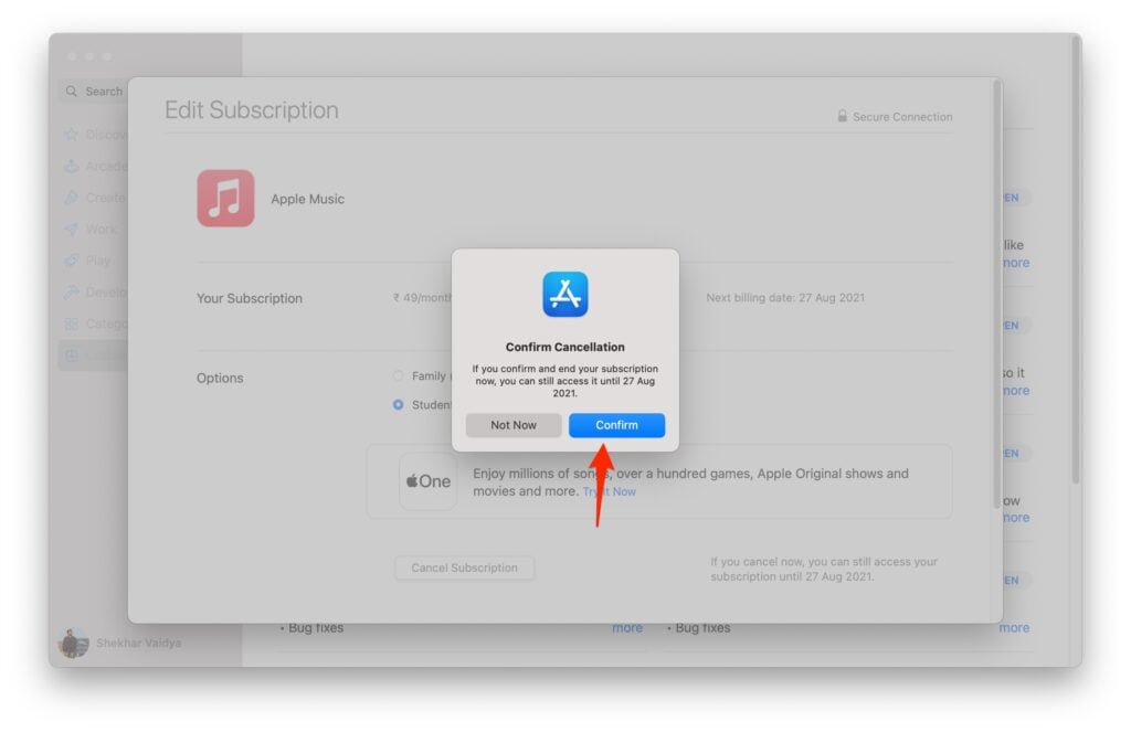 Apple Musicのサブスクリプションをキャンセル