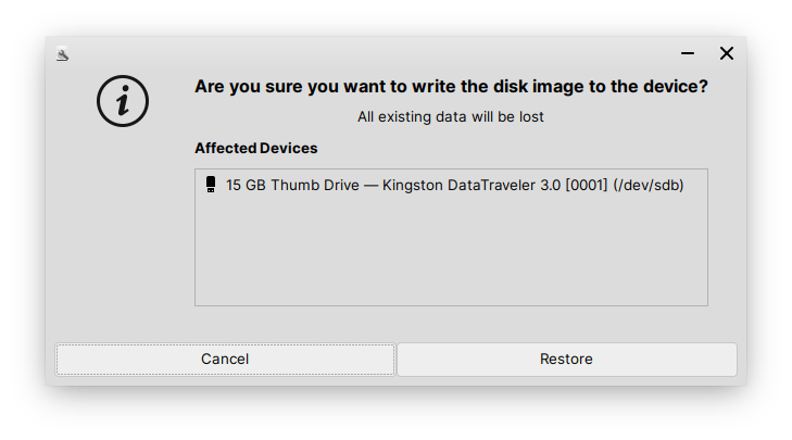 Disk auf das Gerät schreiben