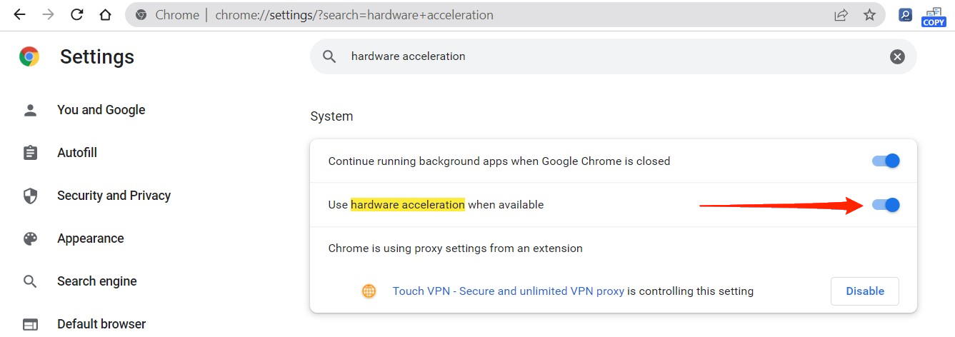 abilita accelerazione hardware in chrome