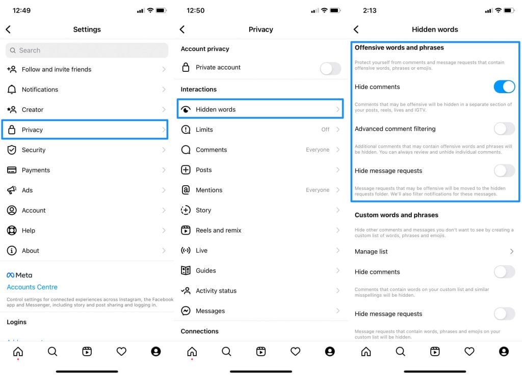 Limitare i commenti su Instagram