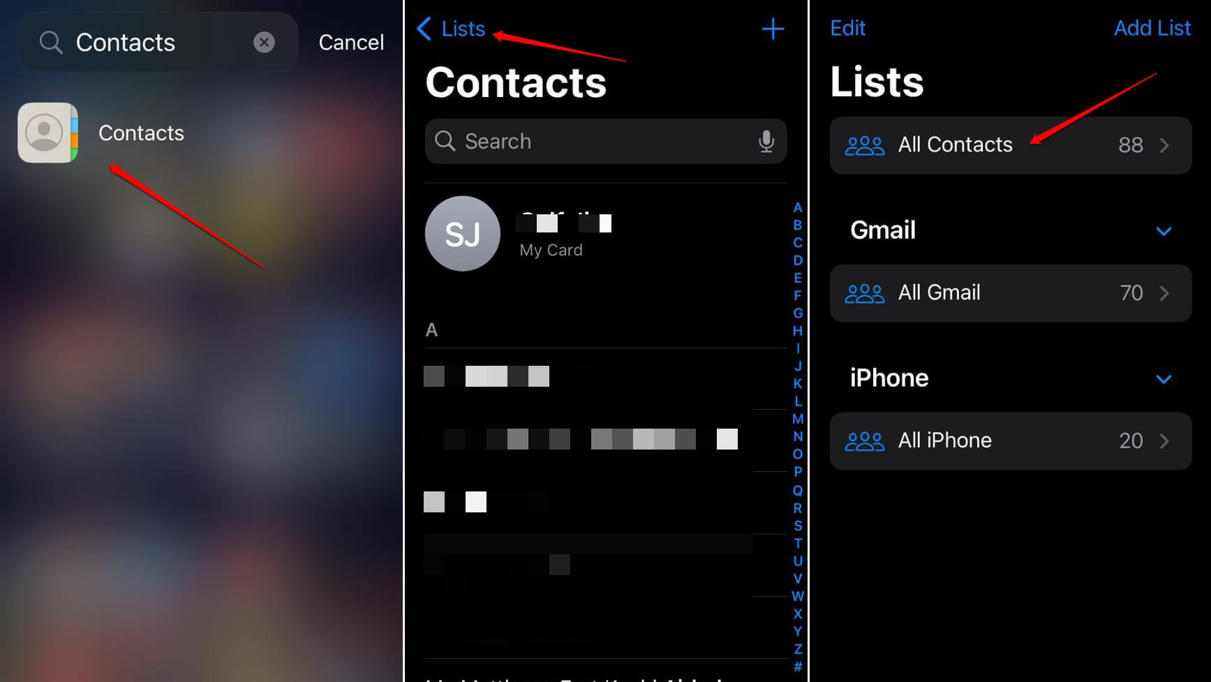 Tutti i Contatti su iPhone