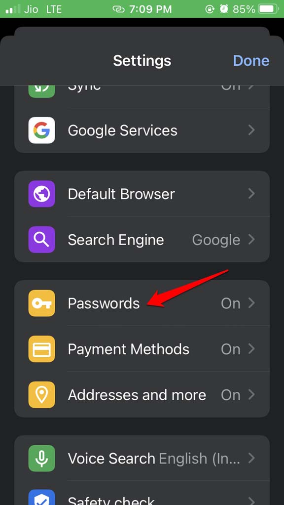 iOS Chromeパスワード