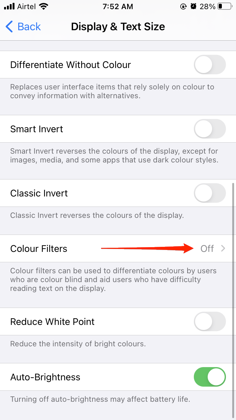 disattivare filtri colore iphone