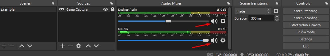 Impostazioni audio in OBS