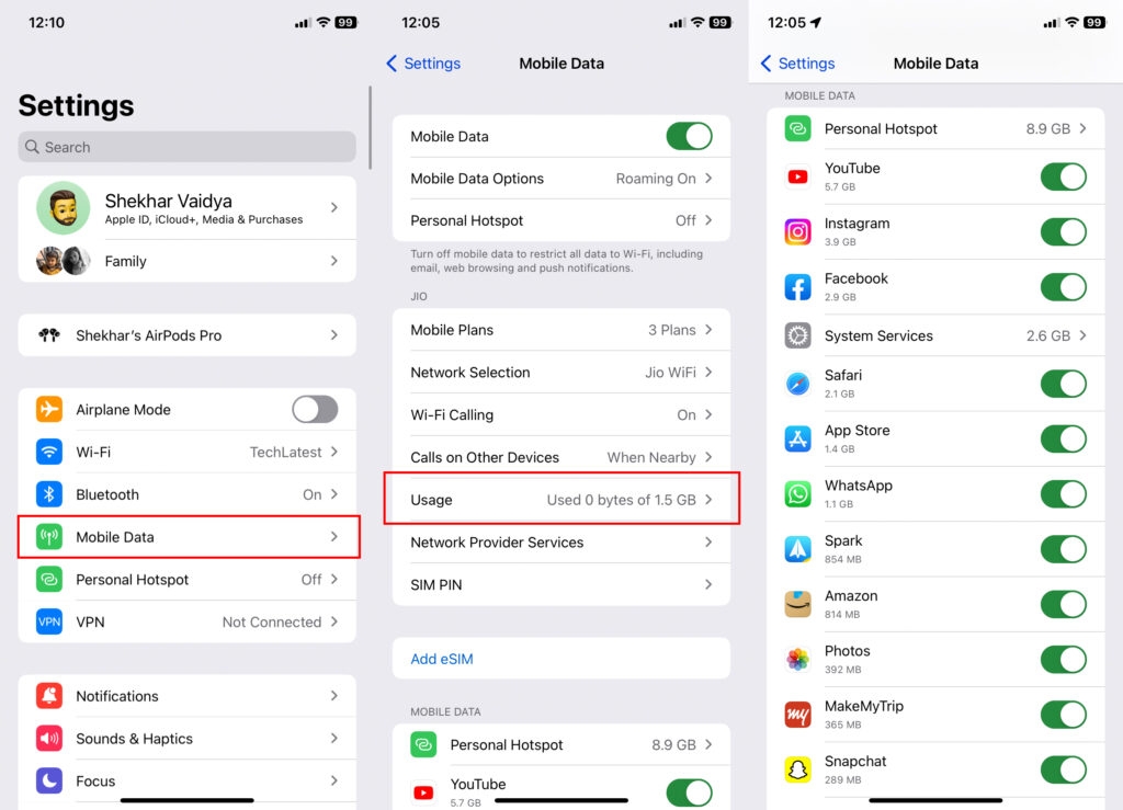 Utilisation des données cellulaires iPhone - Vérifiez l'utilisation des données sur iPhone