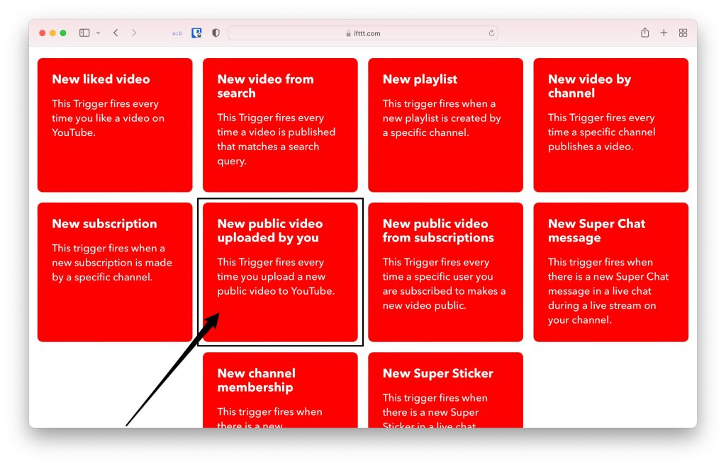 Nouvelle vidéo téléchargée YT IFTTT - Webhook Discord YouTube