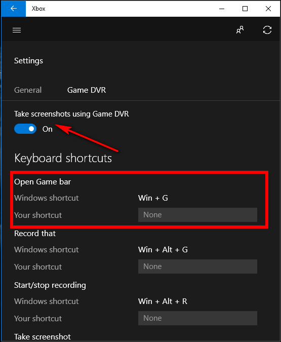 screenshot in Windows 10