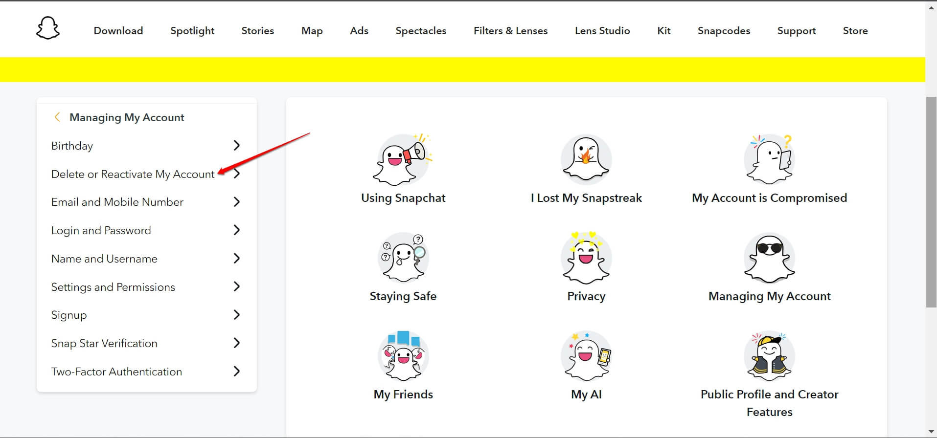 Snapchat Konto löschen oder reaktivieren