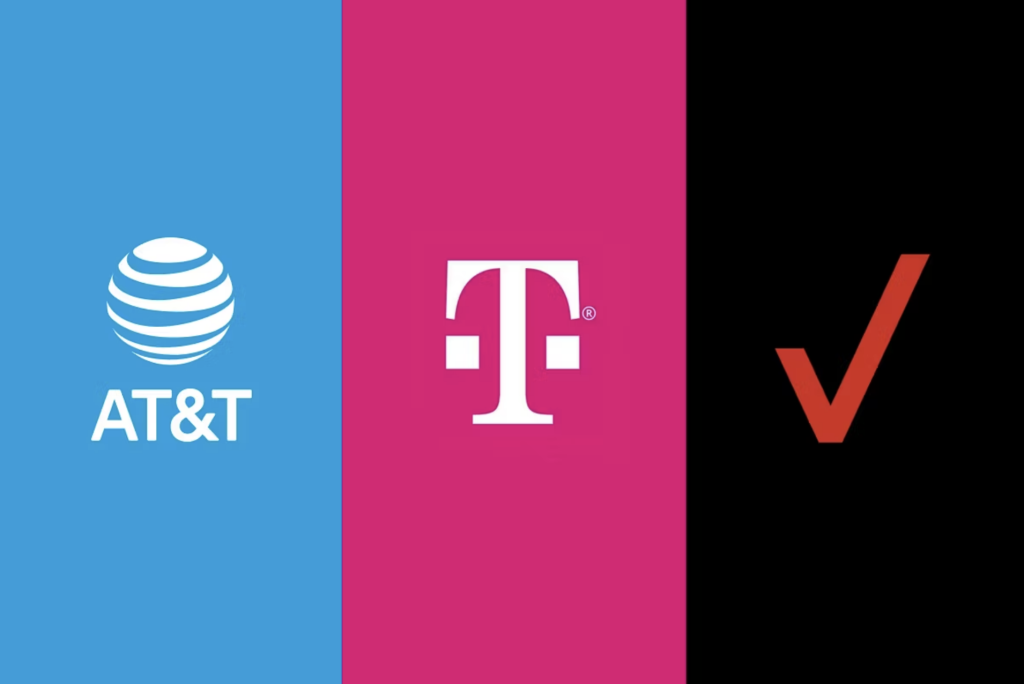 AT&T, T-Mobile, 및 Verizon
