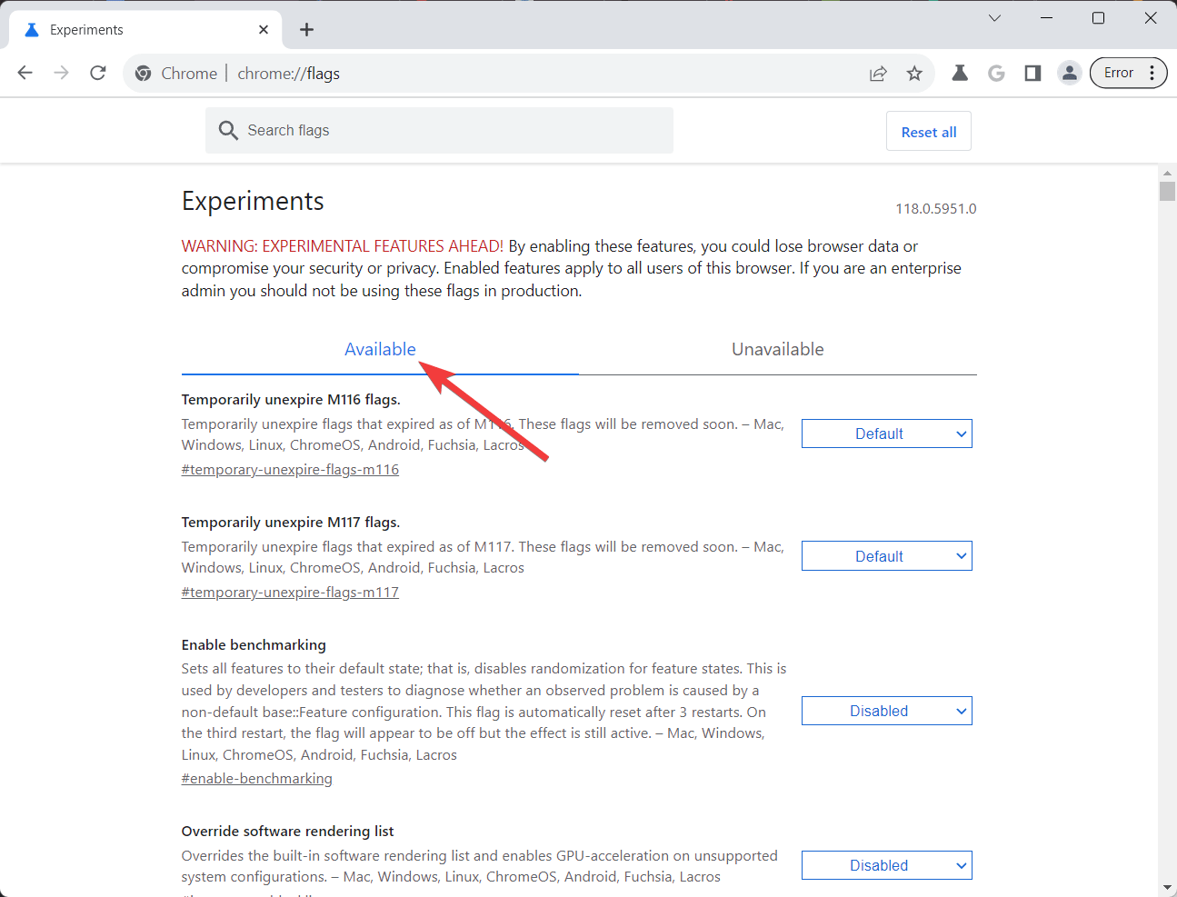 Aba Disponível no Chrome Canary