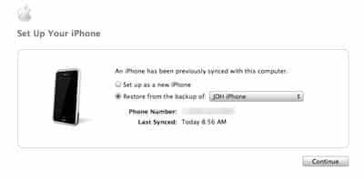 Restaurer l'iPod touch à partir d'une sauvegarde