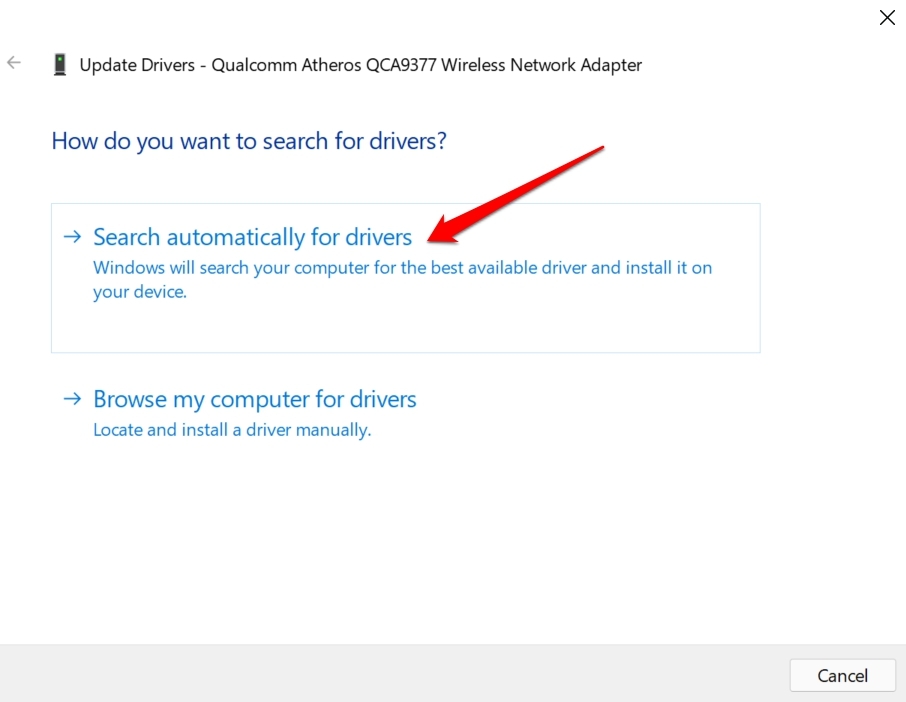 search automatically for drivers