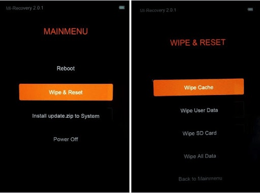 Delete Mi Cache recovery Mode