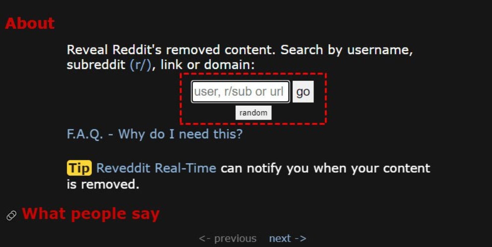 Reveddit - Ver Postagens Excluídas do Reddit