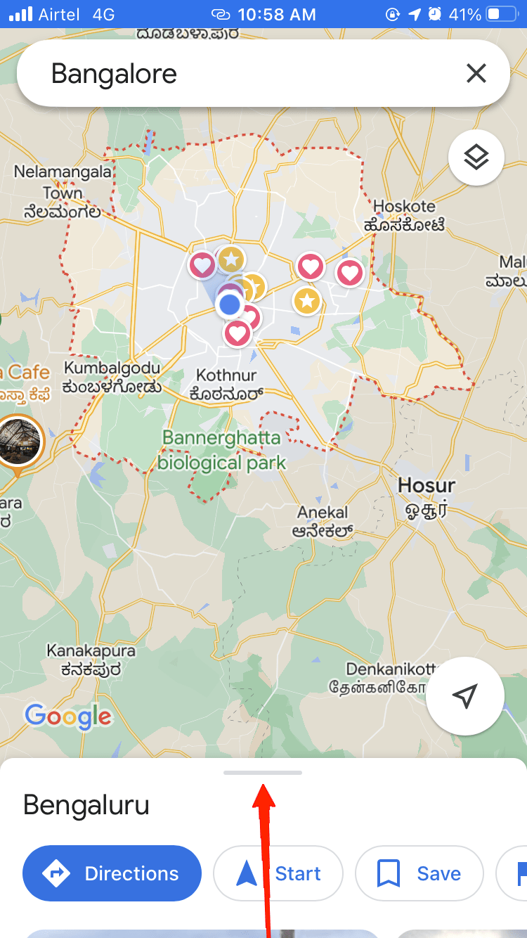 La zone recherchée est affichée dans une bordure.