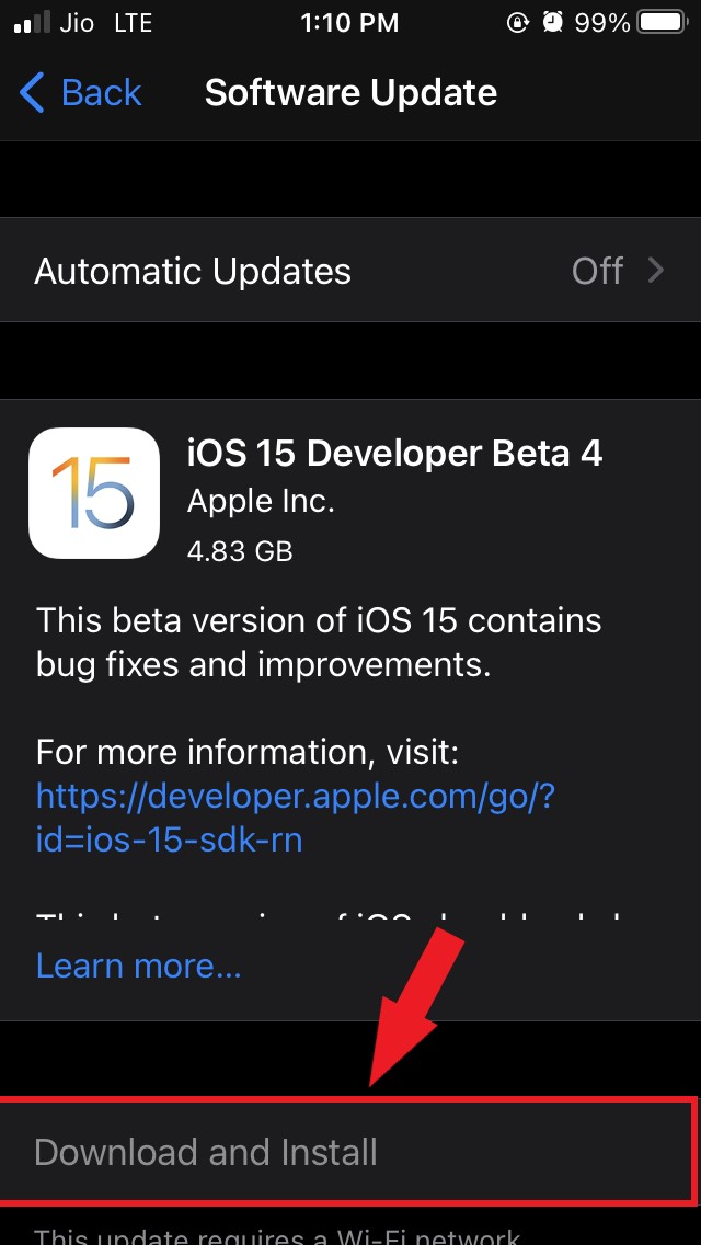 scarica e installa iOS 15