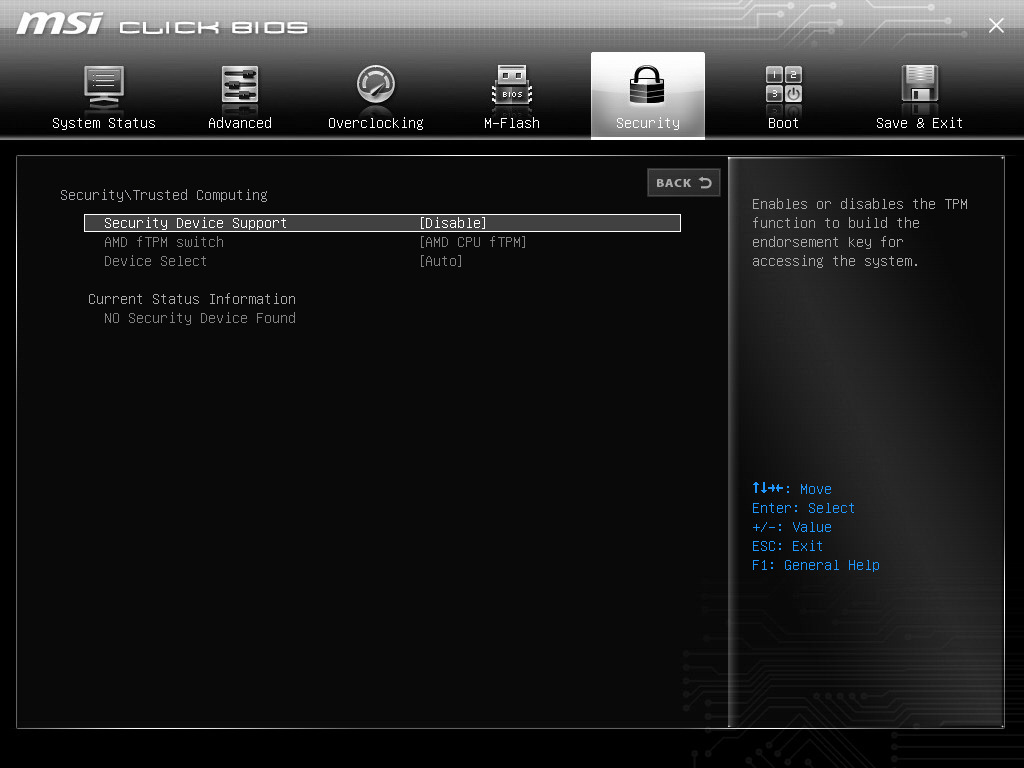 「Security Device Support」をクリックして続行