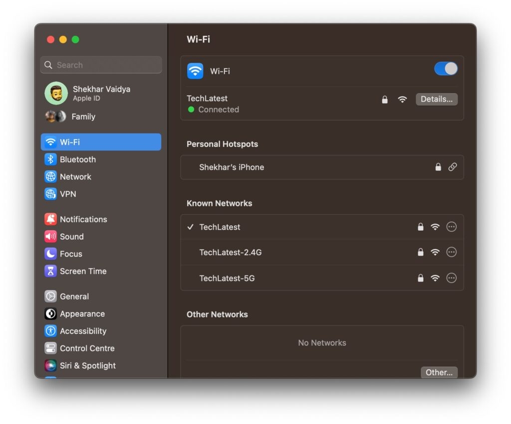 Configurações de Wifi do Mac - Roku AirPlay Não Funcionando