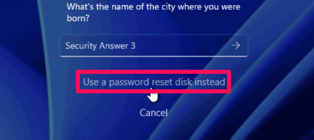 Usa un disco di ripristino della password invece