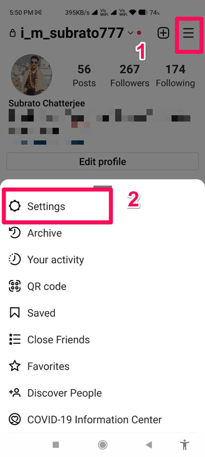 Elimina un account Instagram