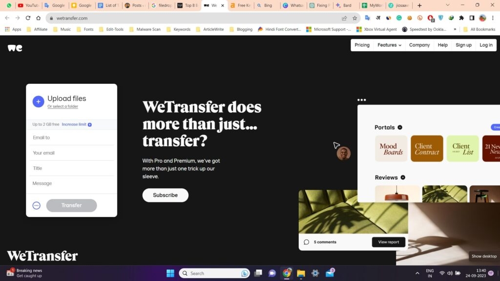 WeTransfer - Migliori alternative ad Anonfiles