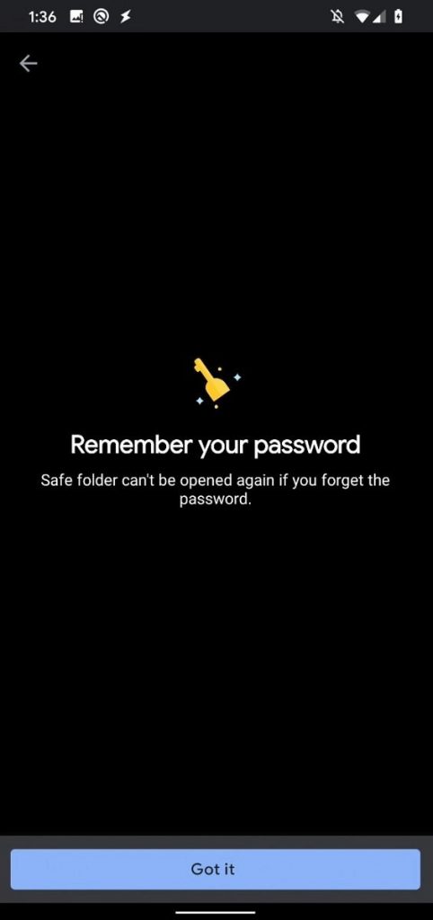 Safe Folder in Google Files