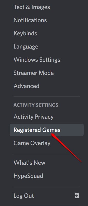 juegos registrados de Discord