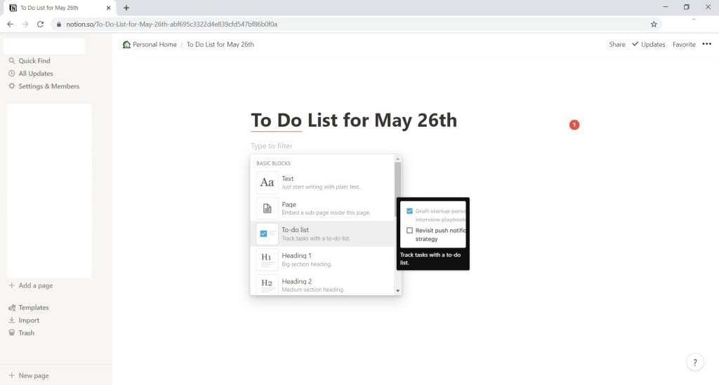 NotionでTo-doリストを作成