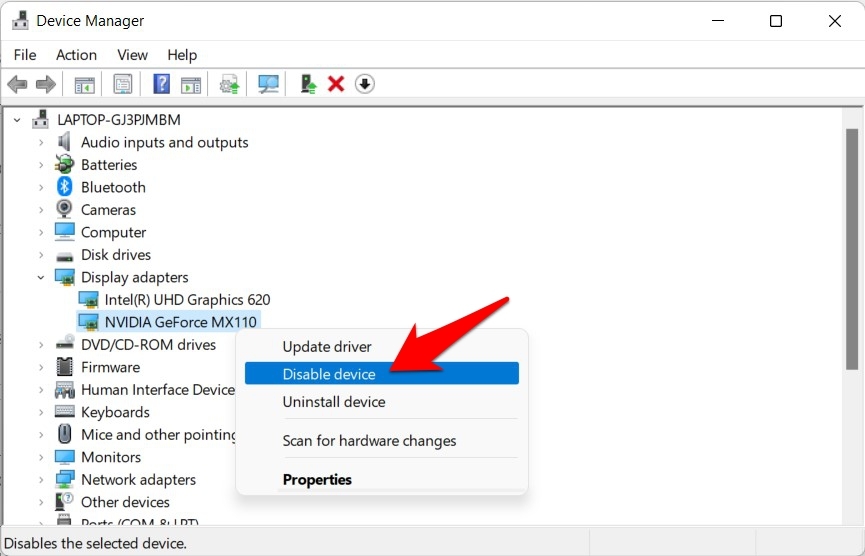 deshabilitar controladores de tarjeta gráfica windows 11