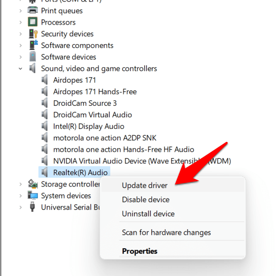actualizar controlador de audio solucionar problemas de audio en windows 11