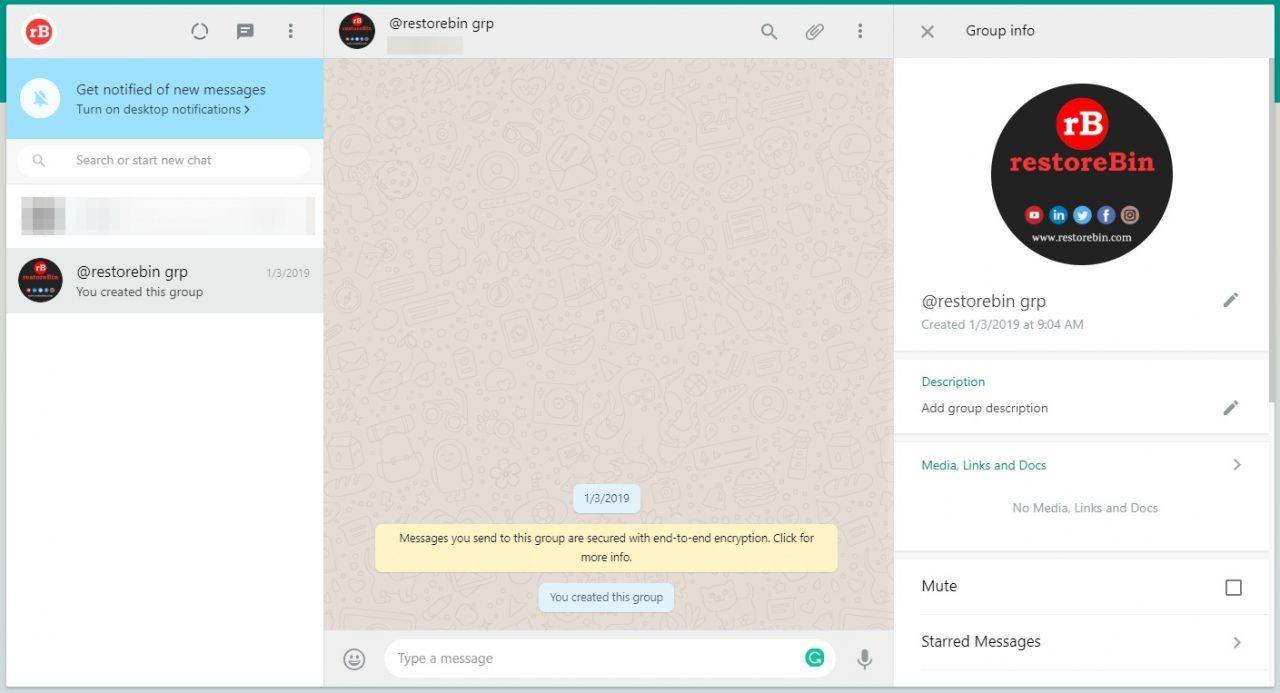 Fenêtre de chat WhatsApp Web