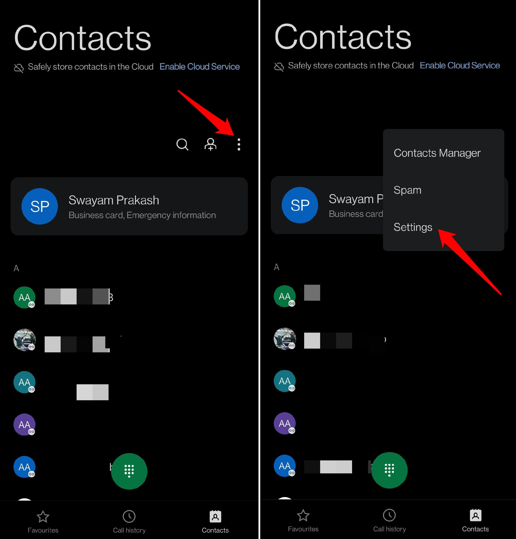 configuración de la aplicación del teléfono android