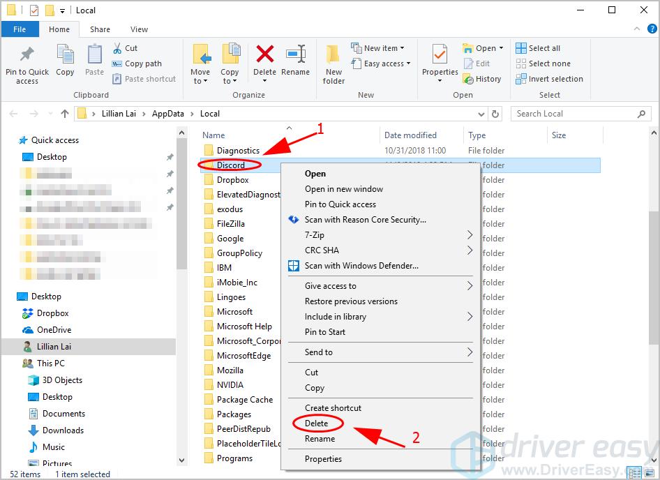 Delete Discord Folder