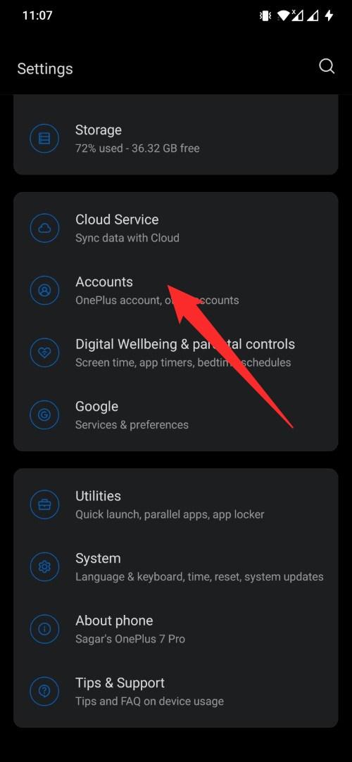 Comptes Paramètres Android