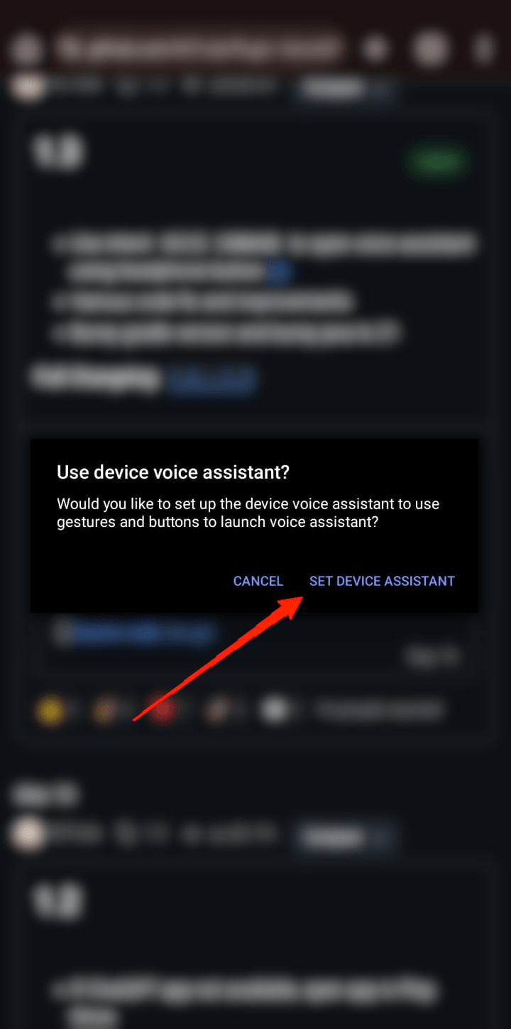 Nach der Installation erhalten Sie ein Pop-up „Gerätes Sprachassistent verwenden“. Tippen Sie einfach auf „Geräteassistent festlegen“.