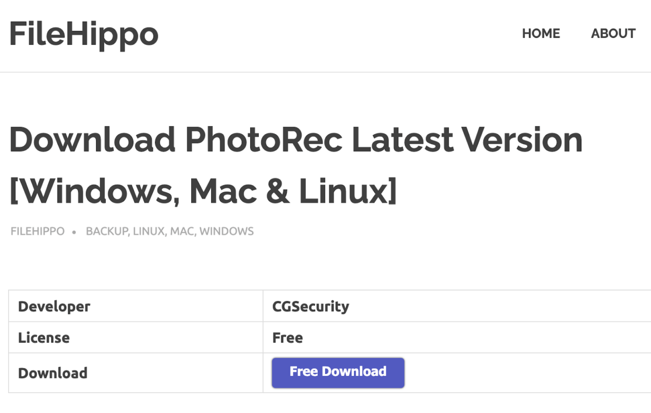 App PhotoRec