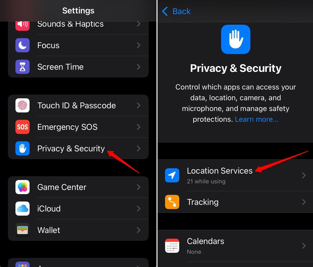 services de localisation iOS